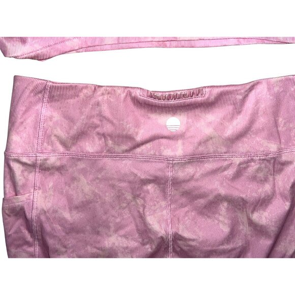 Tie-Dye Sports Bra & Shorts Set Sz XXL Pink Ruffled Straps Womens Activewear By - Picture 9 of 10